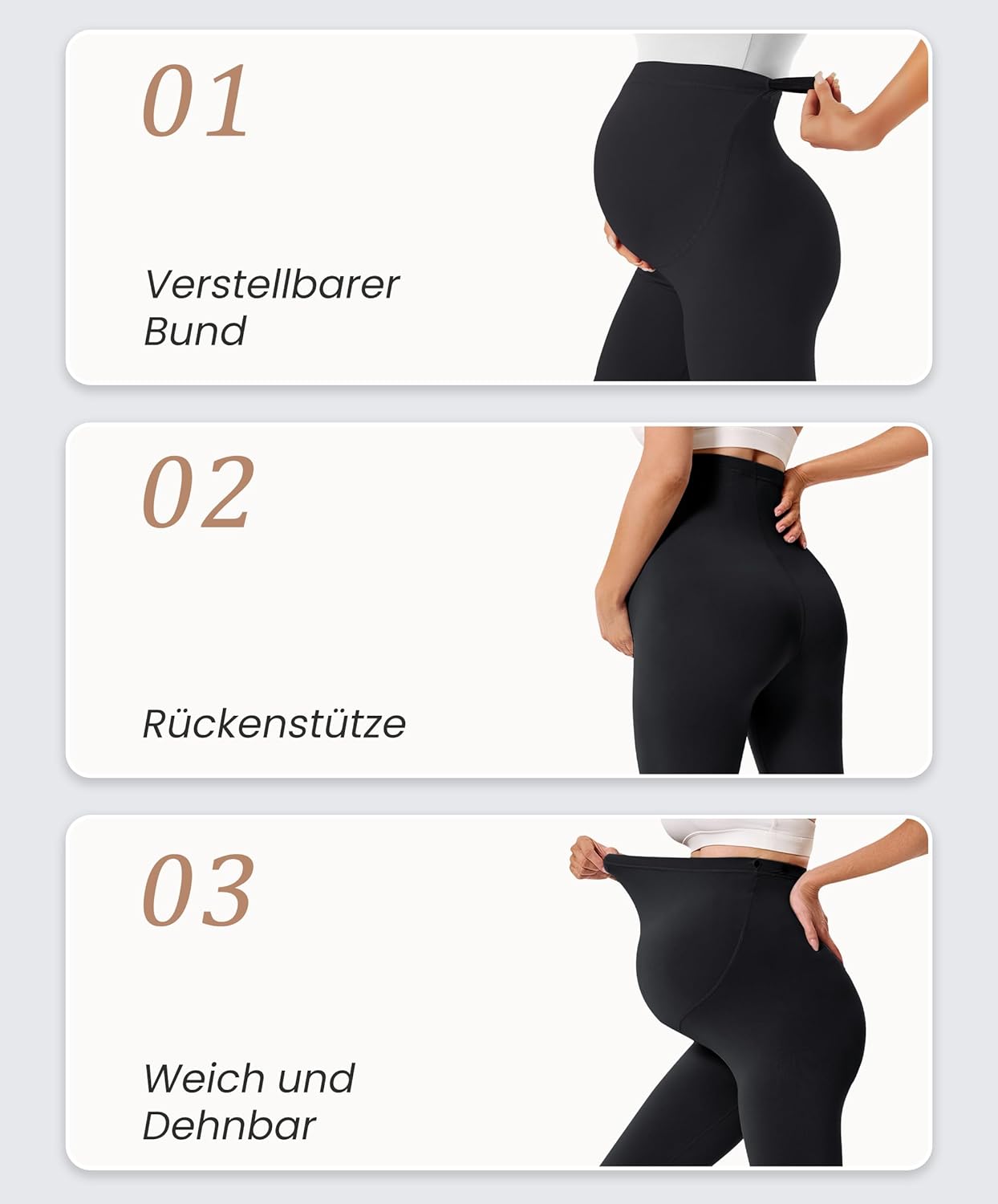 Thumbnail 4 de BAYDI Creamlush Schwangerschaftsleggings mit verstellbarem Bauchbund – High-Waist, blickdichte Umstandsleggings
