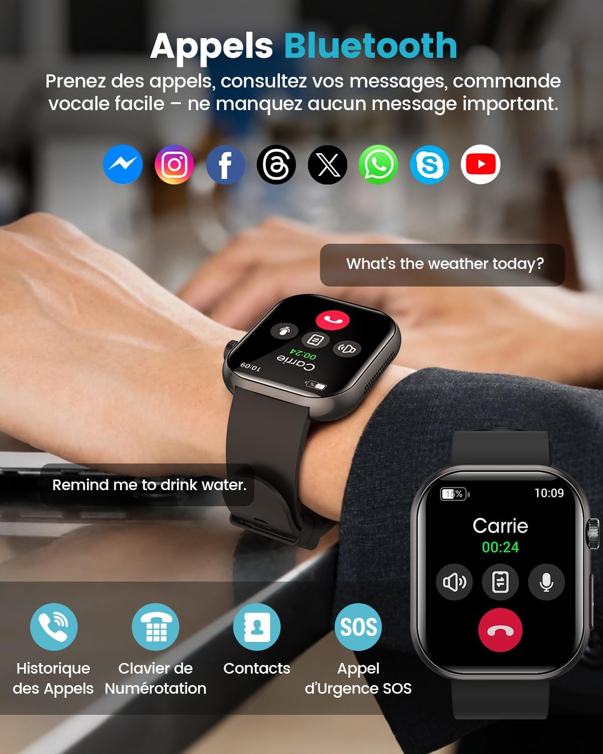 Thumbnail 4 de 2026 Nouvelle Montre Connectée Homme avec ECG et Suivi Santé – 1,97" AMOLED, 140+ Modes sport, HRV et SpO2