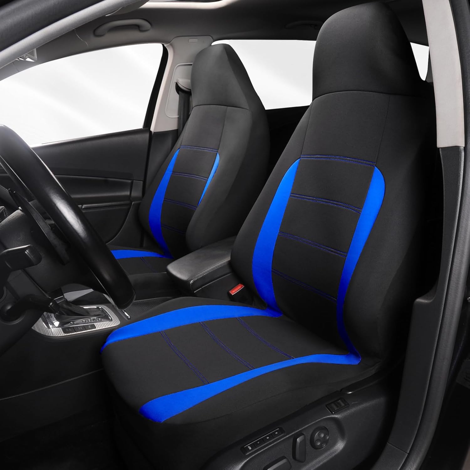 Detalle de AUTOYOUTH Front Seat Covers – Bucket Line Design, Blue
