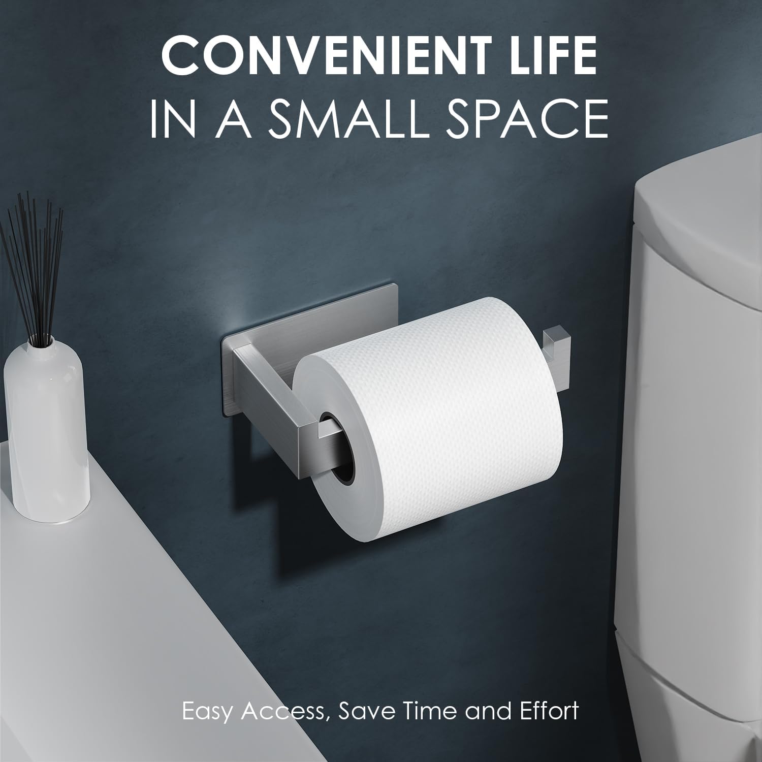 Thumbnail 6 de Auxmir Toilettenpapierhalter ohne Bohren, selbstklebend (2er-Set) aus SUS304-Edelstahl, silber