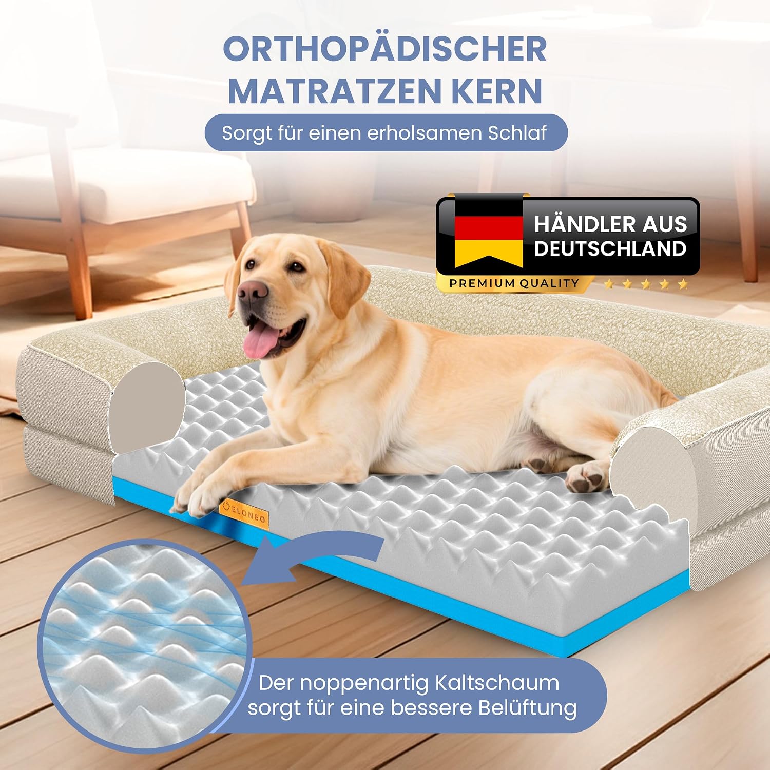 Detalle 2 de ELONEO orthopädisches Hundebett 106×76×19 cm