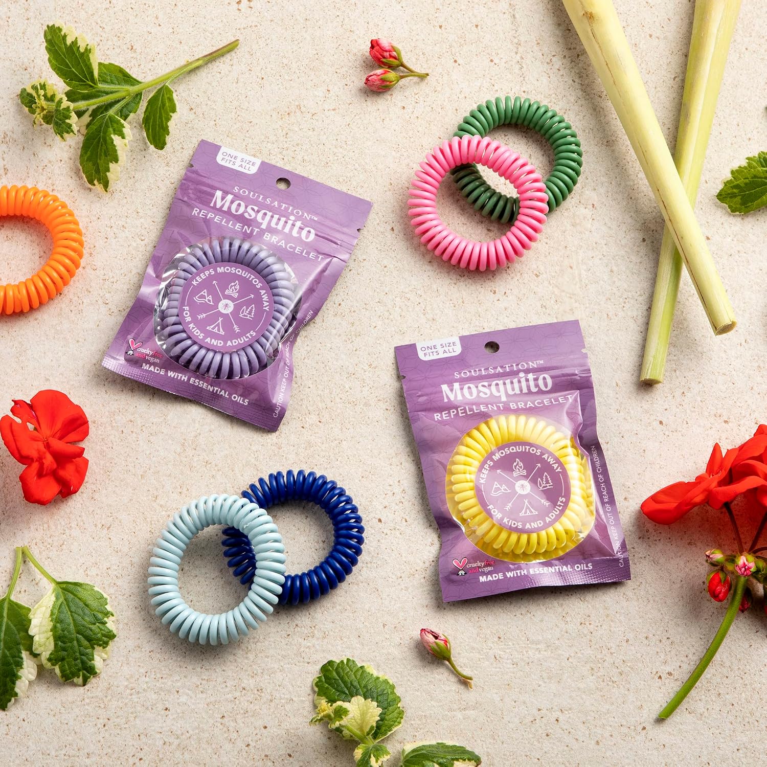 Detalle de SoulSation 15 Pack Mosquito Repellent Bracelets — DEET-Free, for Kids & Adults
