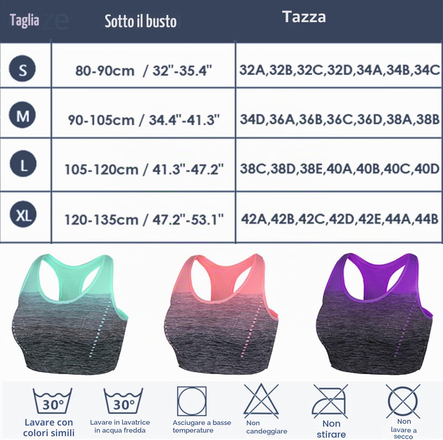 Detalle 2 de Sykooria Donna Reggiseno Sportivo imbottito senza ferretto –supporto medio per palestra e benessere quotidiano (S-XXL)