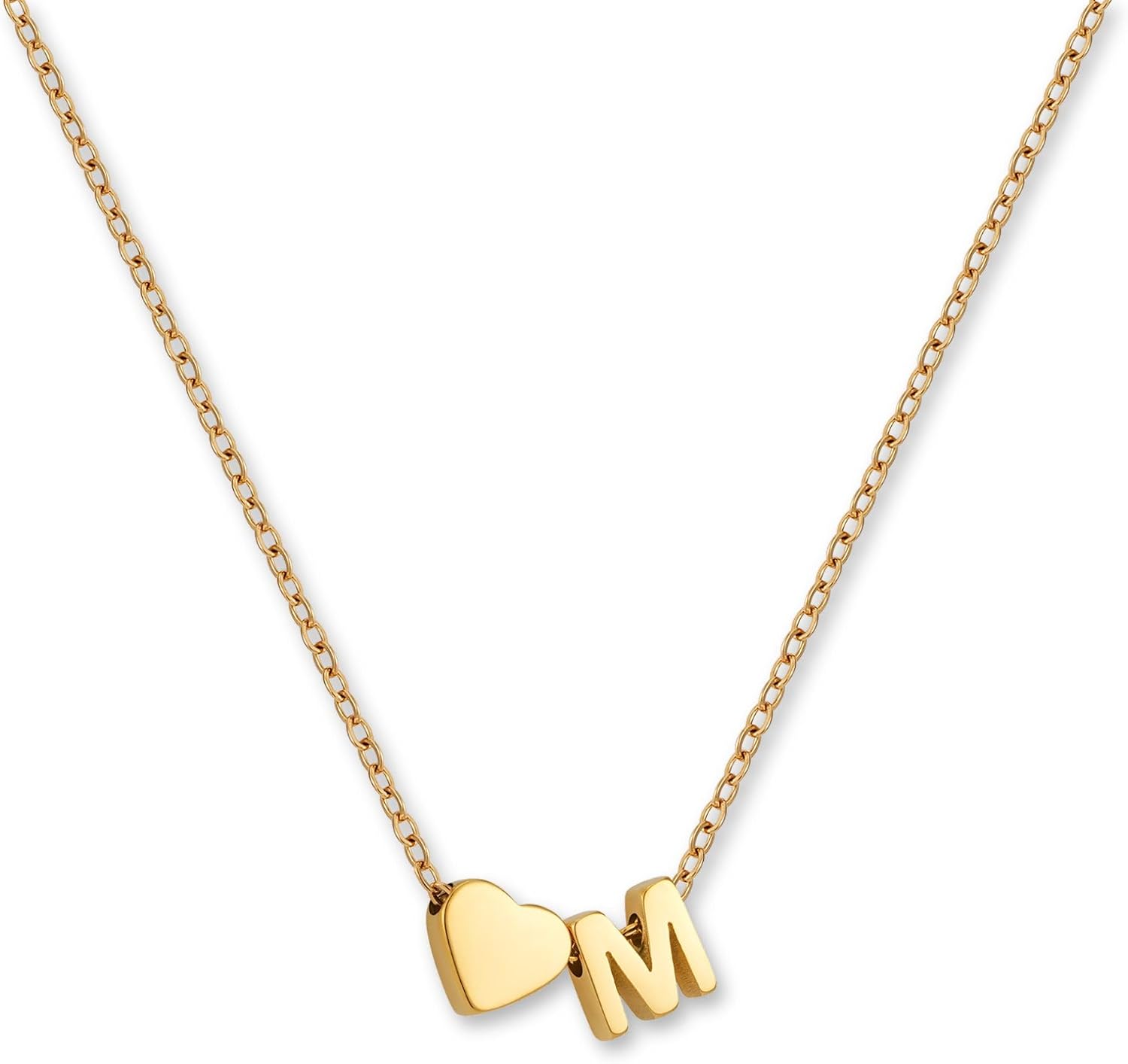 Imagen de GD GOOD.designs Collana con lettera e ciondolo a cuore in acciaio inox 316L placcato oro 18K, lunghezza regolabile 42–47 cm en OfertitasTOP