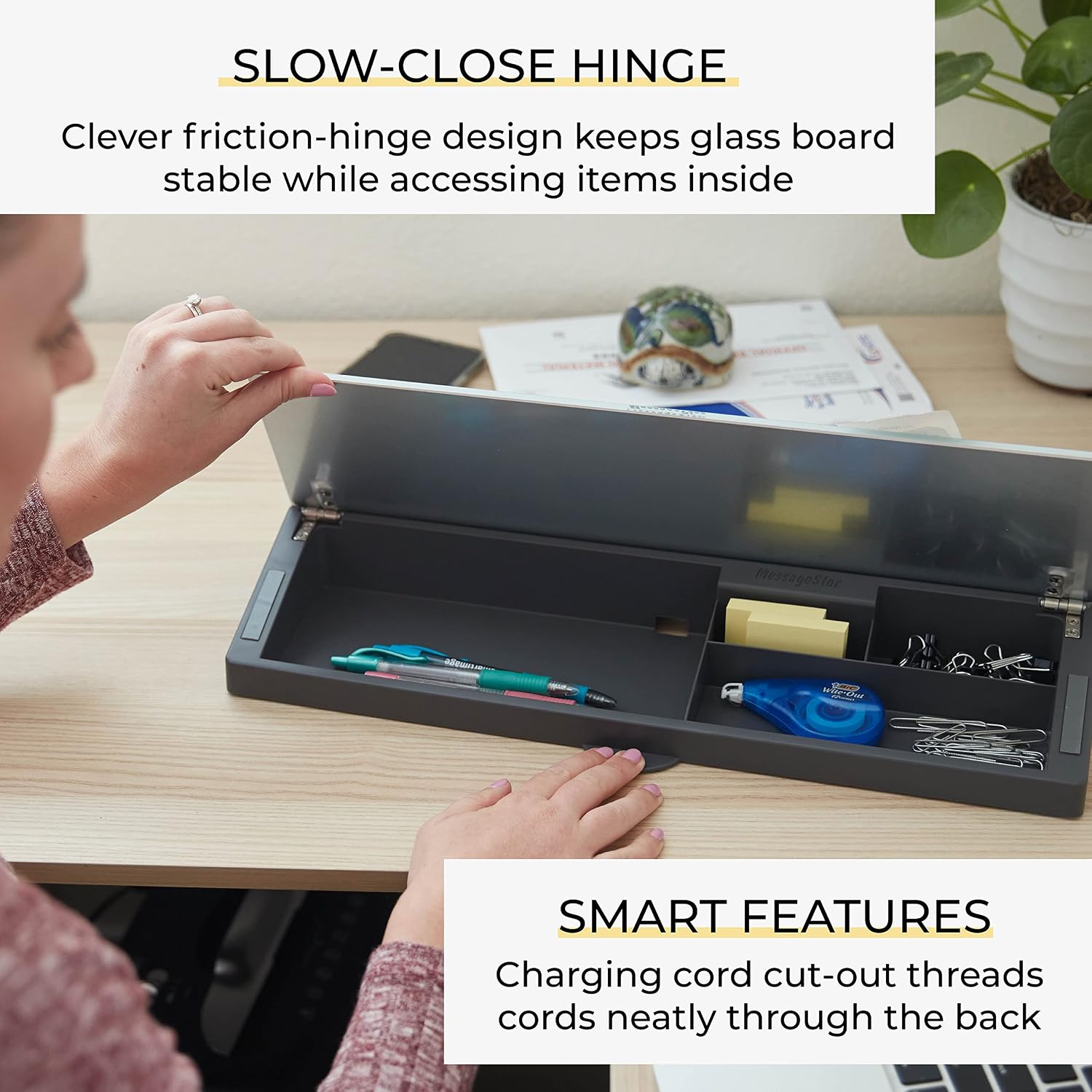 Detalle 1 de ECR4Kids Dry-Erase Desk Organizer, Tempered Glass