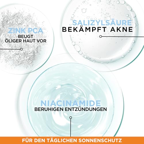 Detalle de Garnier Ambre Solaire Super UV Fluid LSF 50+ mit Hyaluronsäure – leichte, matte Gesichtssonnencreme (40 ml)