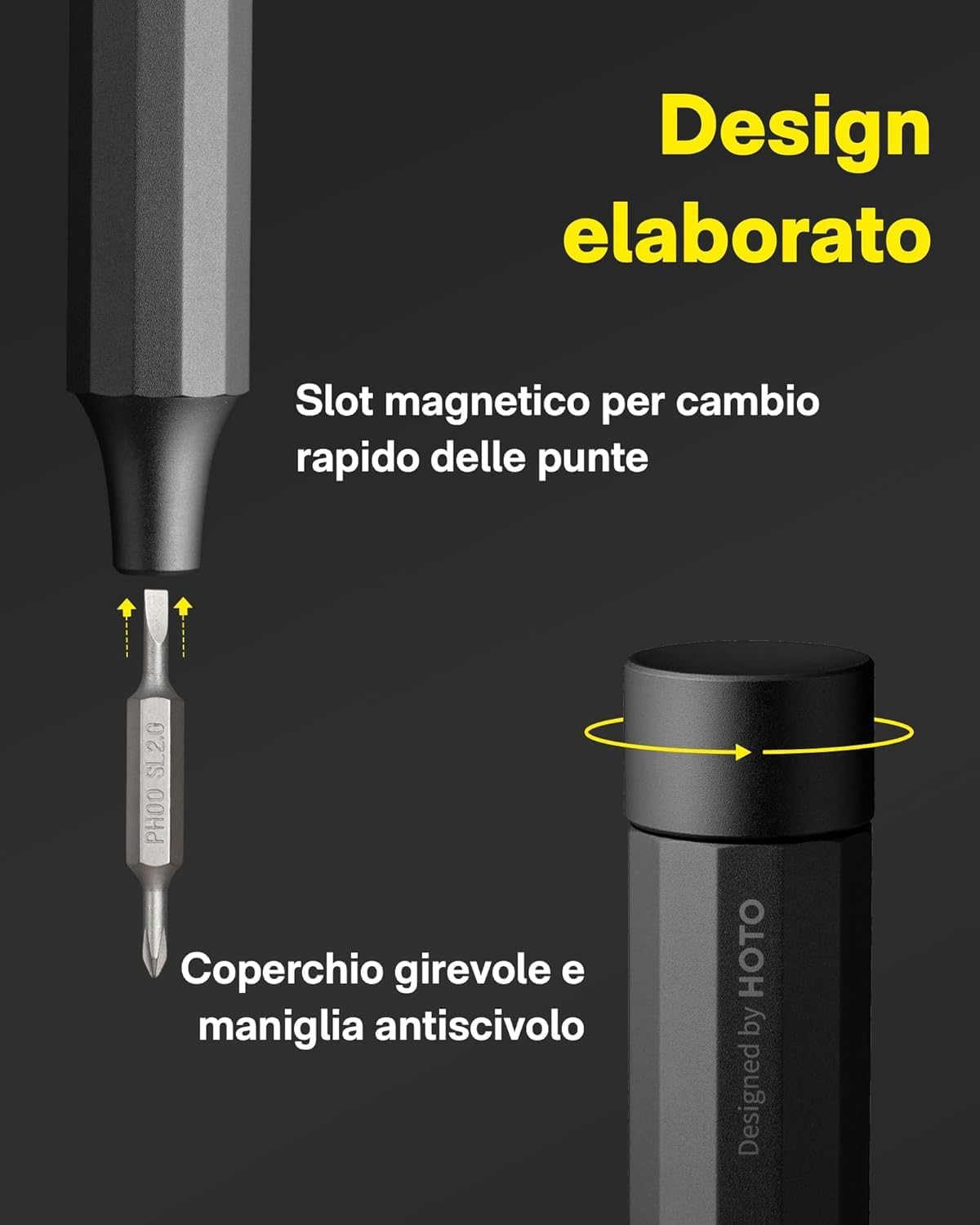 Thumbnail 3 de HOTO 24 in 1 Cacciaviti Magnetici: set di precisione in acciaio S2, punte intercambiabili e impugnatura pensata per elettronica