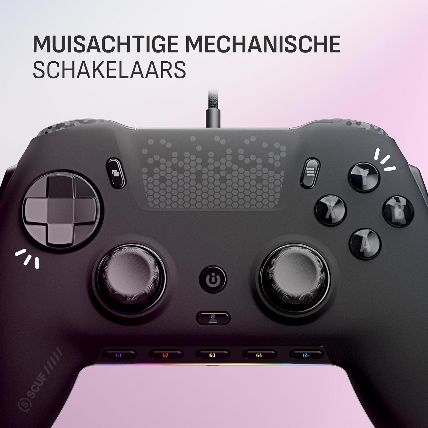 Detalle de SCUF ENVISION V2 (2025) bedrade pc-controller met Hall-effectsticks en paddles