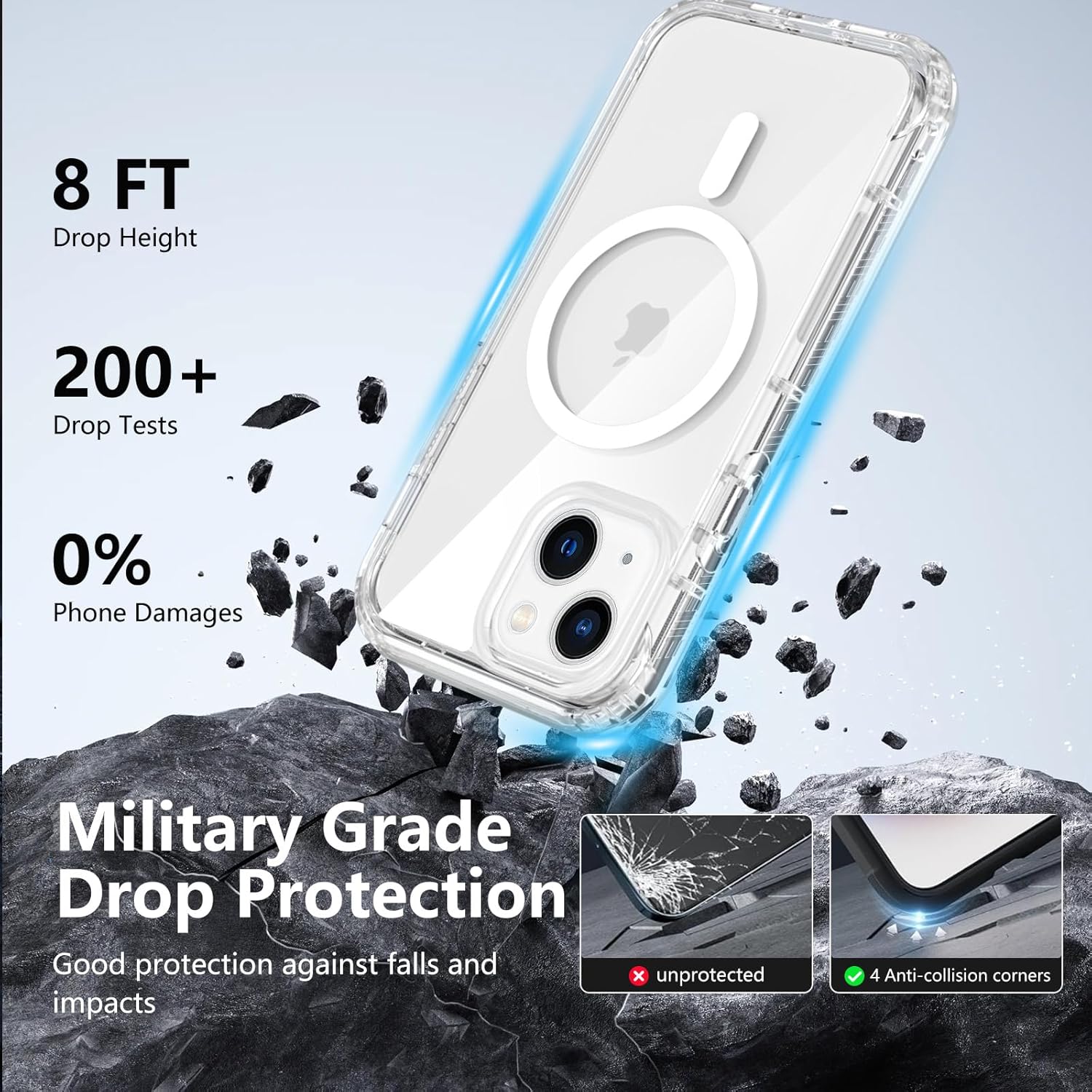 Thumbnail 3 de XTCASE Coque iPhone 14 magnétique compatible MagSafe transparente avec protection d’écran intégrée