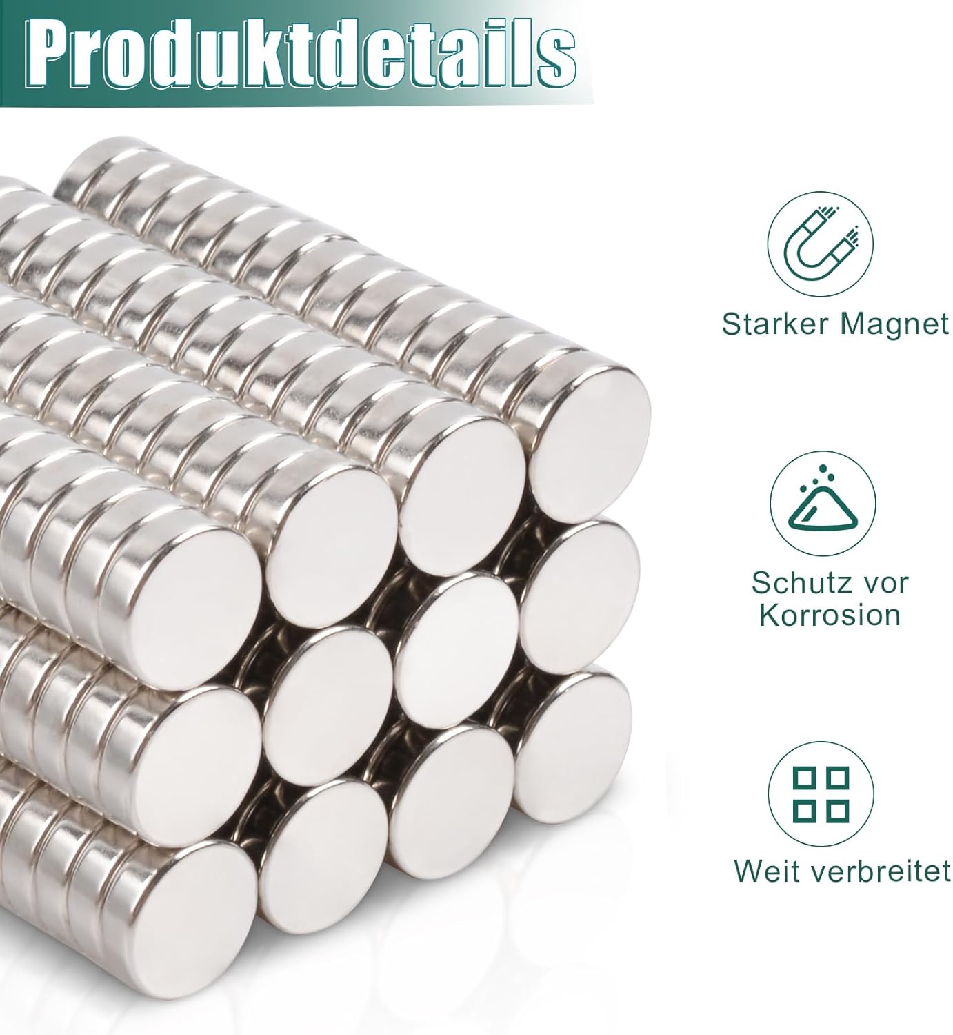 Thumbnail 2 de FPMYB Neodym-Magnete 10×3 mm, 60 Stück 🧲
