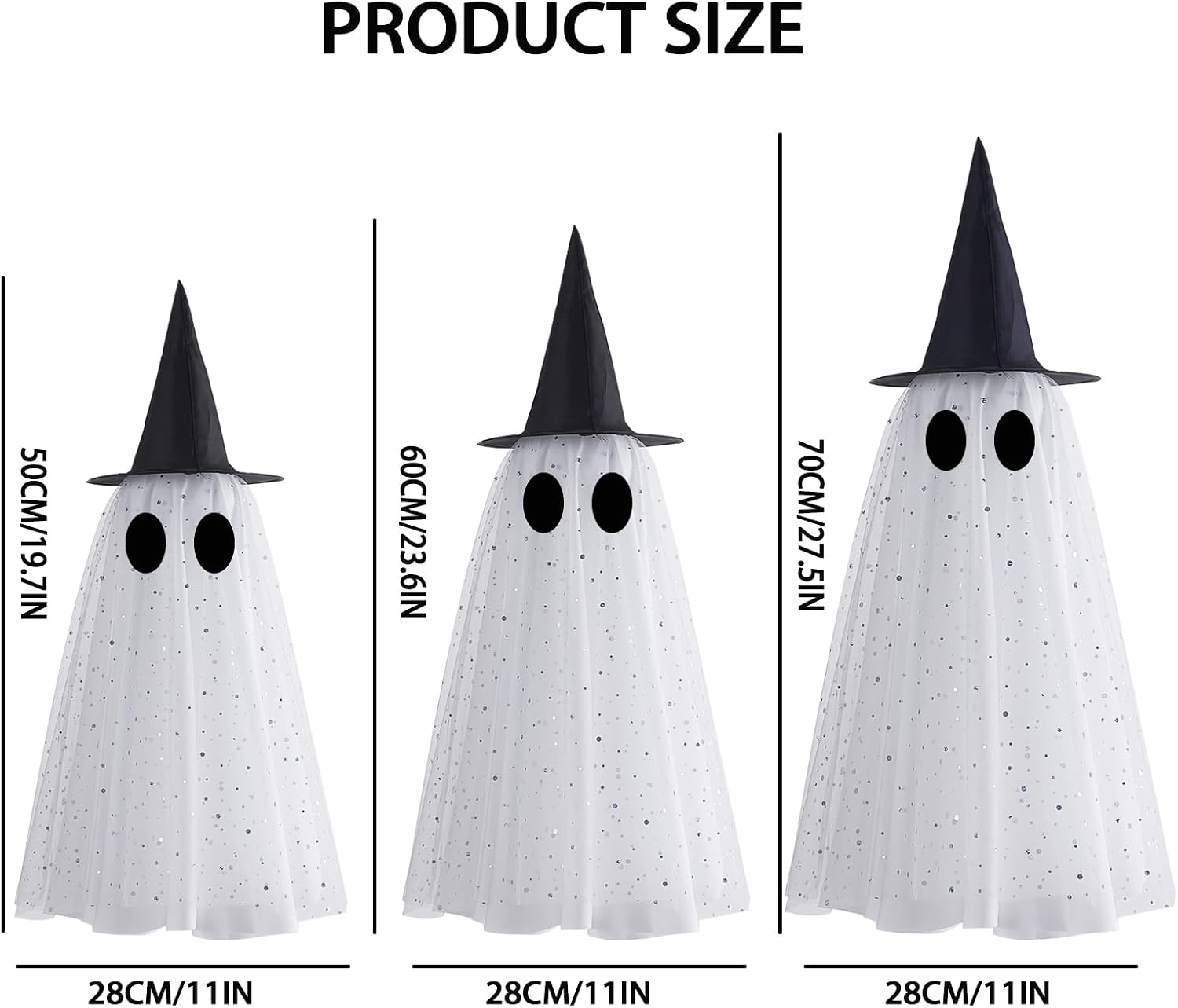 Detalle de KIWDY Halloween Ghost Decorations, Set of 3