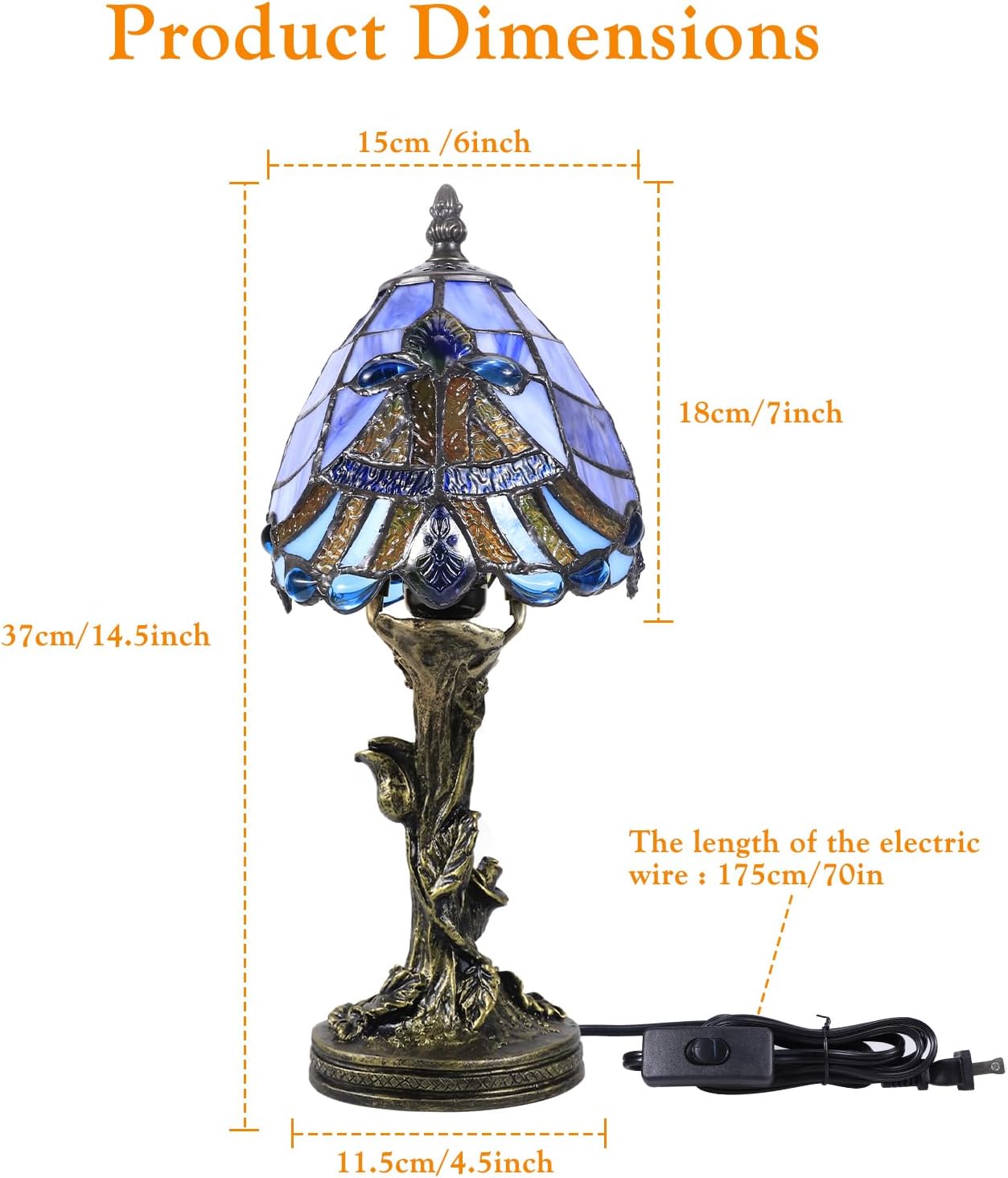 Thumbnail 3 de Exporify Small Tiffany Lamp: Blue Stained Glass Table Lamp with Included LED Bulb
