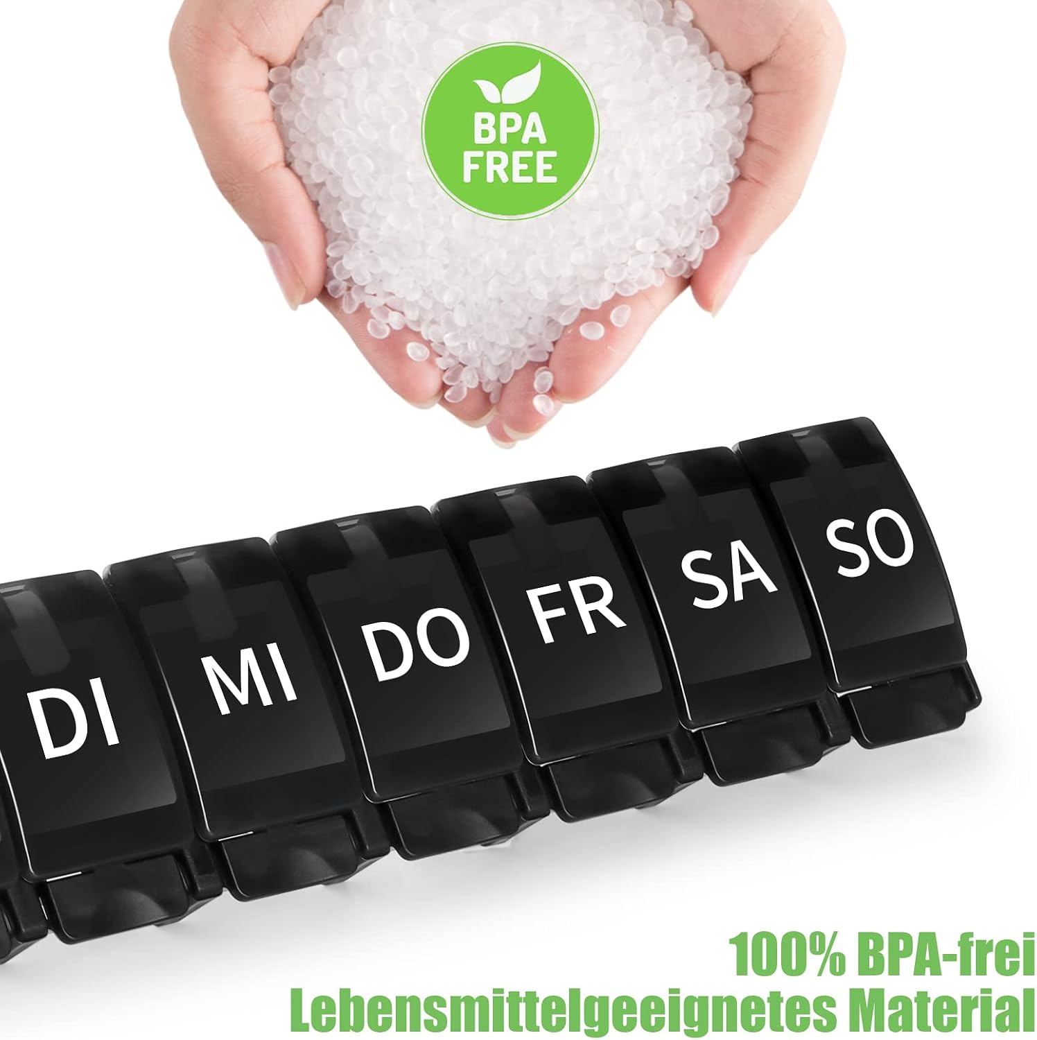 Thumbnail 4 de Opret Tablettenbox 7 Tage Deutsch – BPA-freie Wochen-Pillendose mit Federvorrichtung