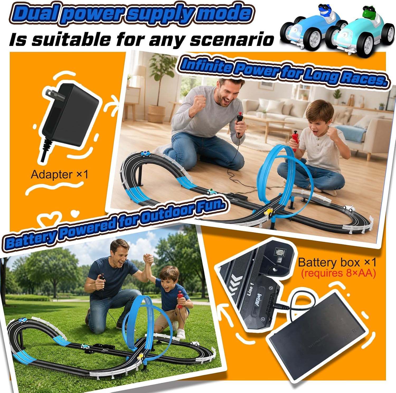 Detalle 1 de AGM MASTECH MR-20 Crazy-Loop Slot Car Track with 360° Loop and LED Cars