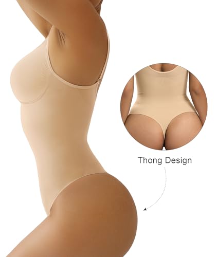 Detalle 2 de SHAPERX Body moldeador mujer Shapewear con control de abdomen y tirantes ajustables (posparto) – Beige