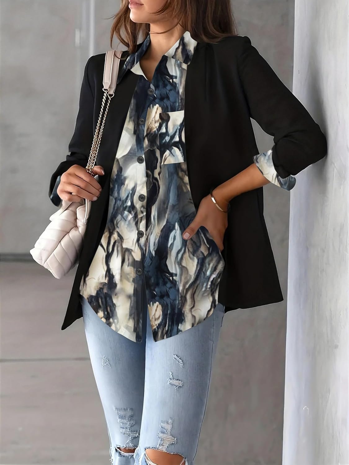 Thumbnail 2 de Zeagoo Button Down Floral Blouse 3/4 Sleeve