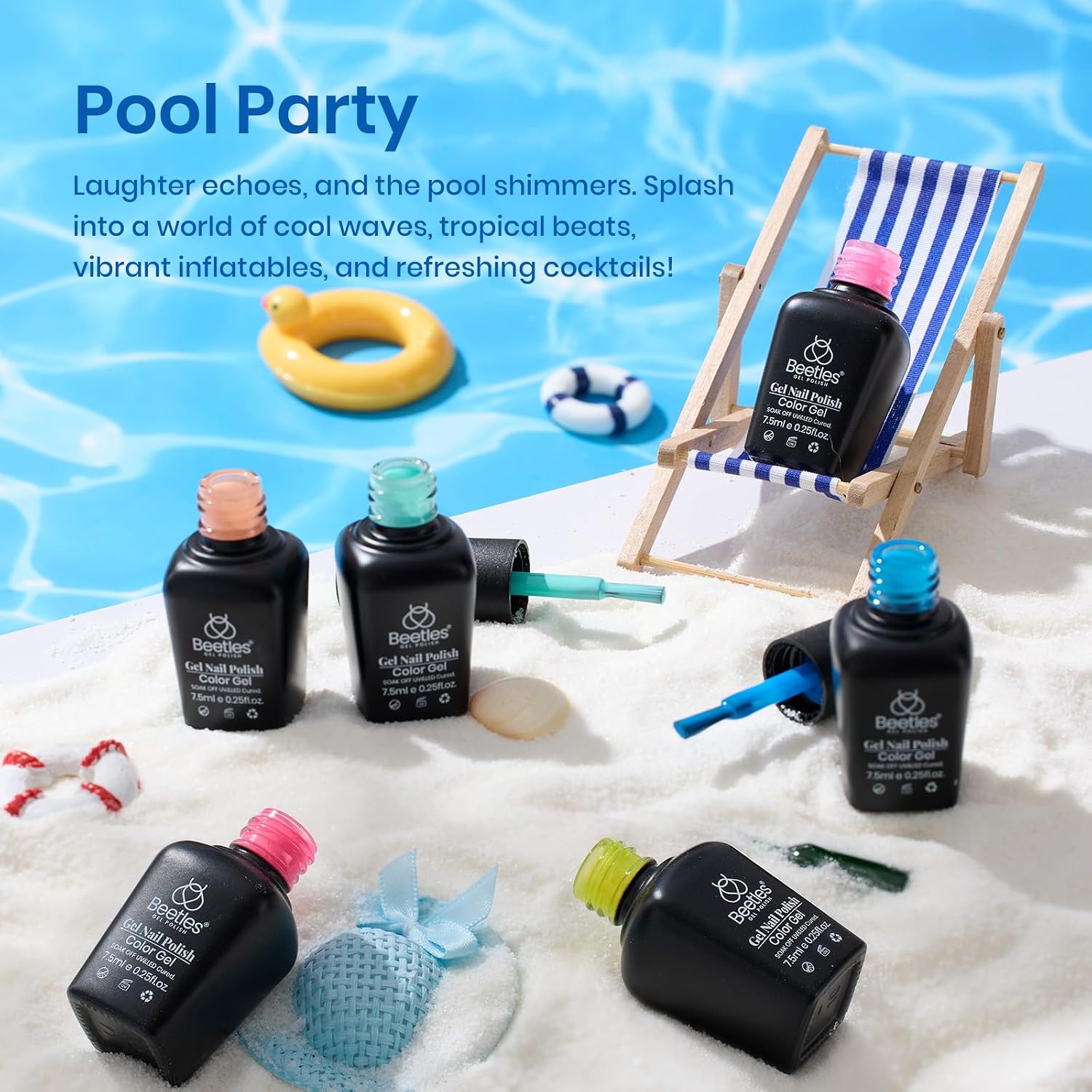 Detalle 2 de beetles Gel Polish Beetles Gel Nagellack Set (6 Neon-Sommerfarben) für LED-UV-Nagellack