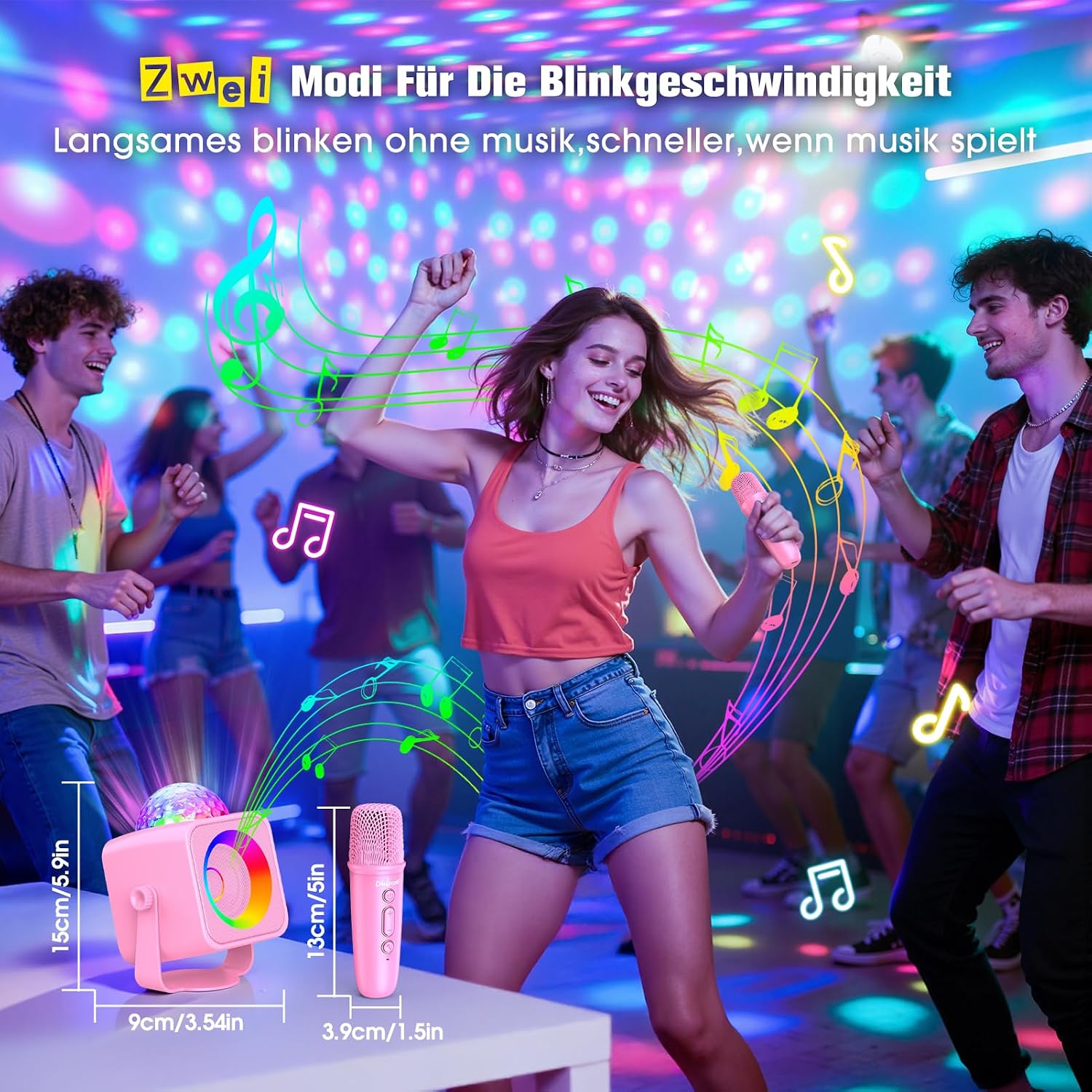 Thumbnail 4 de Dislocati Karaoke Regalo per Bambina 3-15 Anni con Microfono Bluetooth, Luci LED e Supporto Regolabile