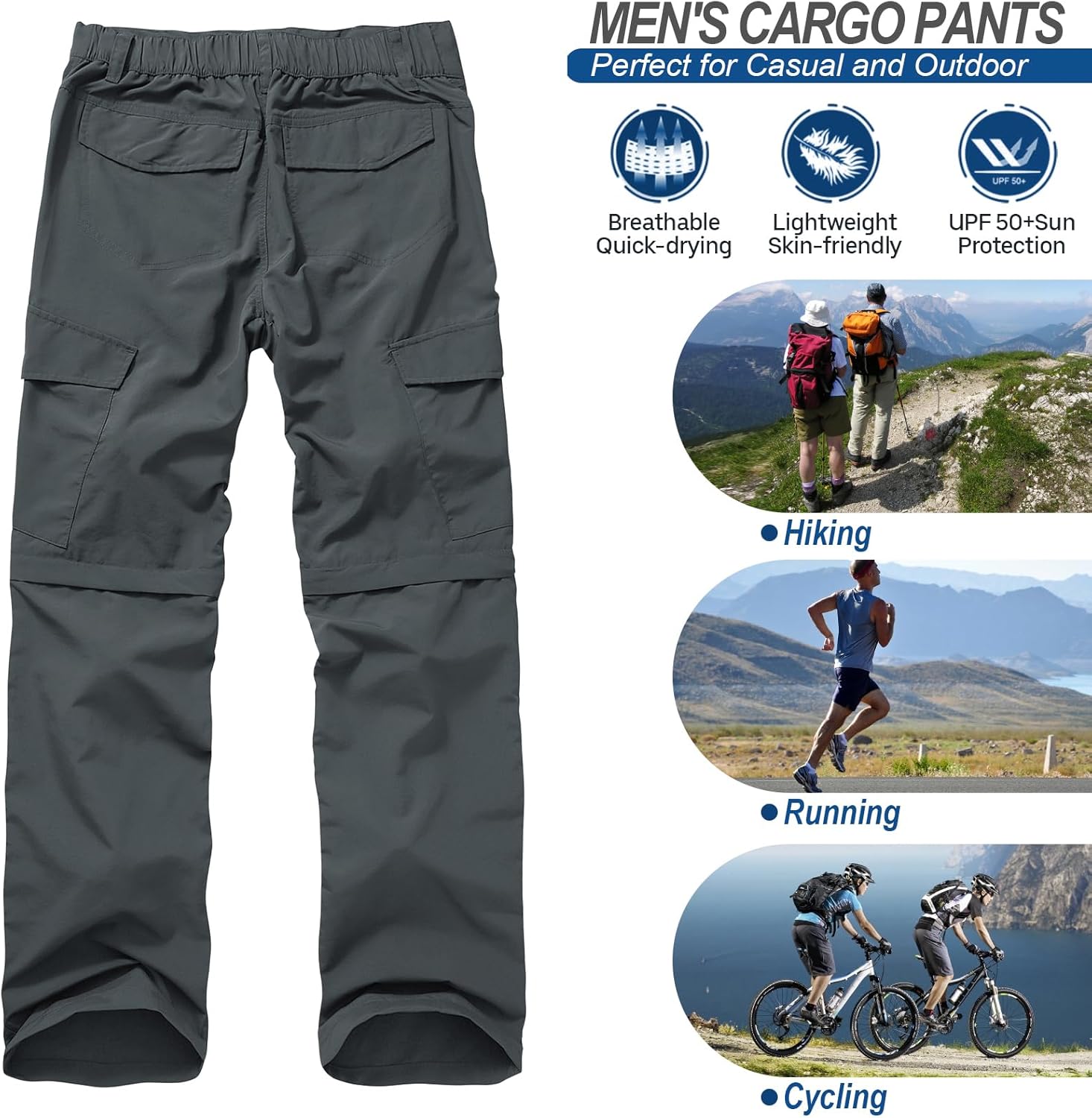 Thumbnail 6 de Jessie Kidden Hiking Trousers for Men: Convertible, Quick-Dry & UPF 50+