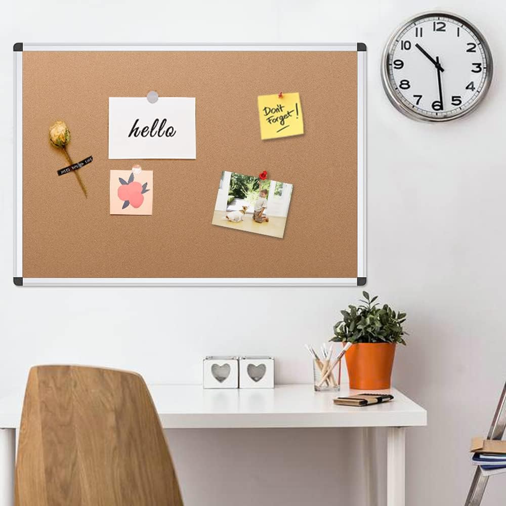 Detalle 2 de VIZ-PRO Cork Notice Board 120x90cm with Silver Aluminium Frame
