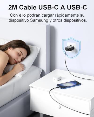 Thumbnail 6 de LumFocus 45W: Cargador rápido USB-C con cable de 2 m para Samsung Galaxy y más