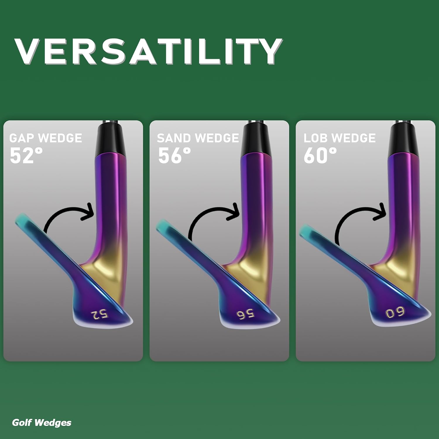Thumbnail 5 de Gowolf Forged CNC-Milled Golf Wedges (50–60 plus 69) — Right-Hand Full-Face Spin Control