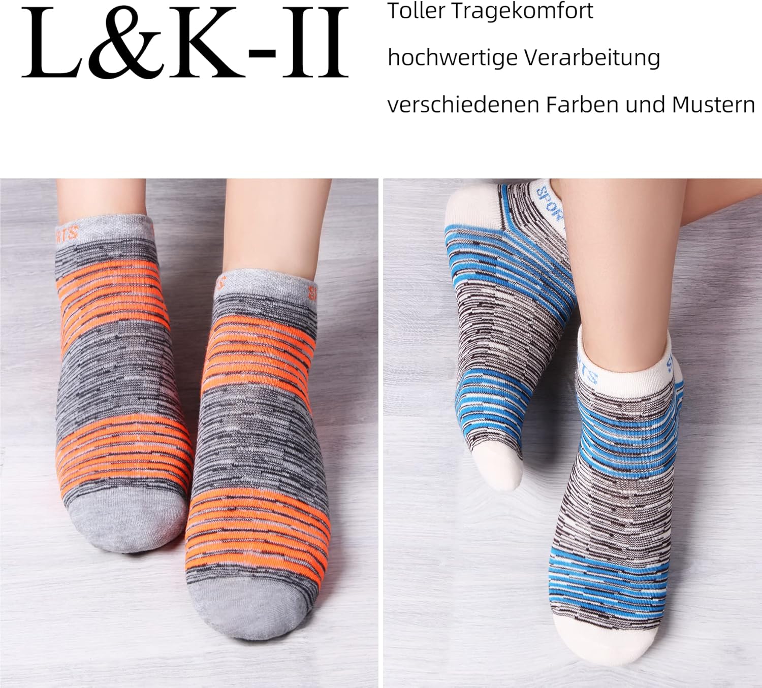 Thumbnail 6 de L&K-II Lot de 12 chaussettes basses femme multicolores en coton (Socquettes)