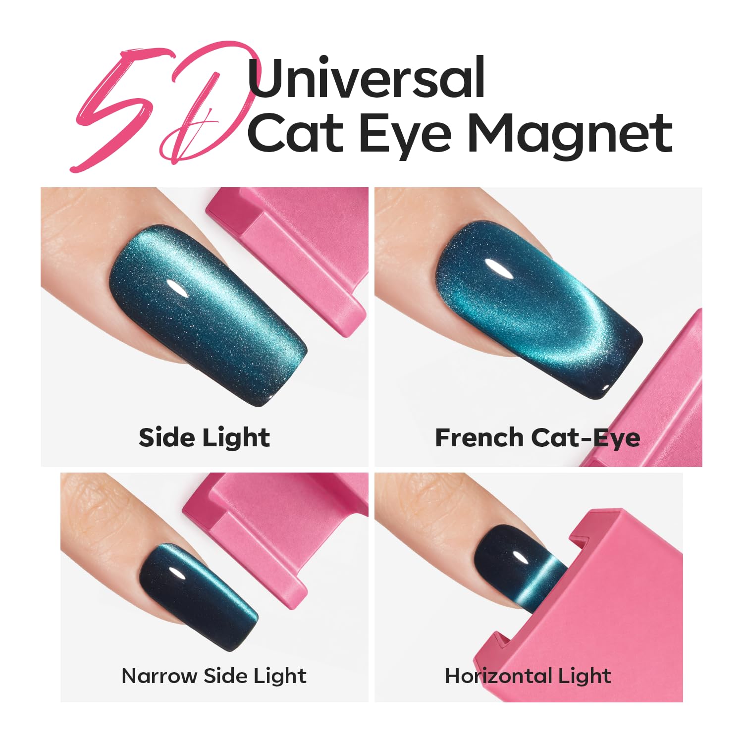 Detalle 2 de modelones Cat Eye Magnet 5D Automatic Nail Tool, Pink 360° Rotating