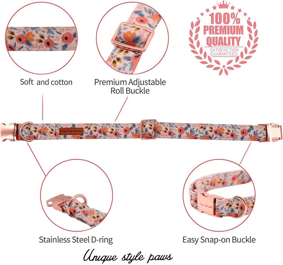 Thumbnail 1 de Unique Style Paws Hundehalsband mit Fliege (verstellbar) – Größe L für Hunde und Katzen