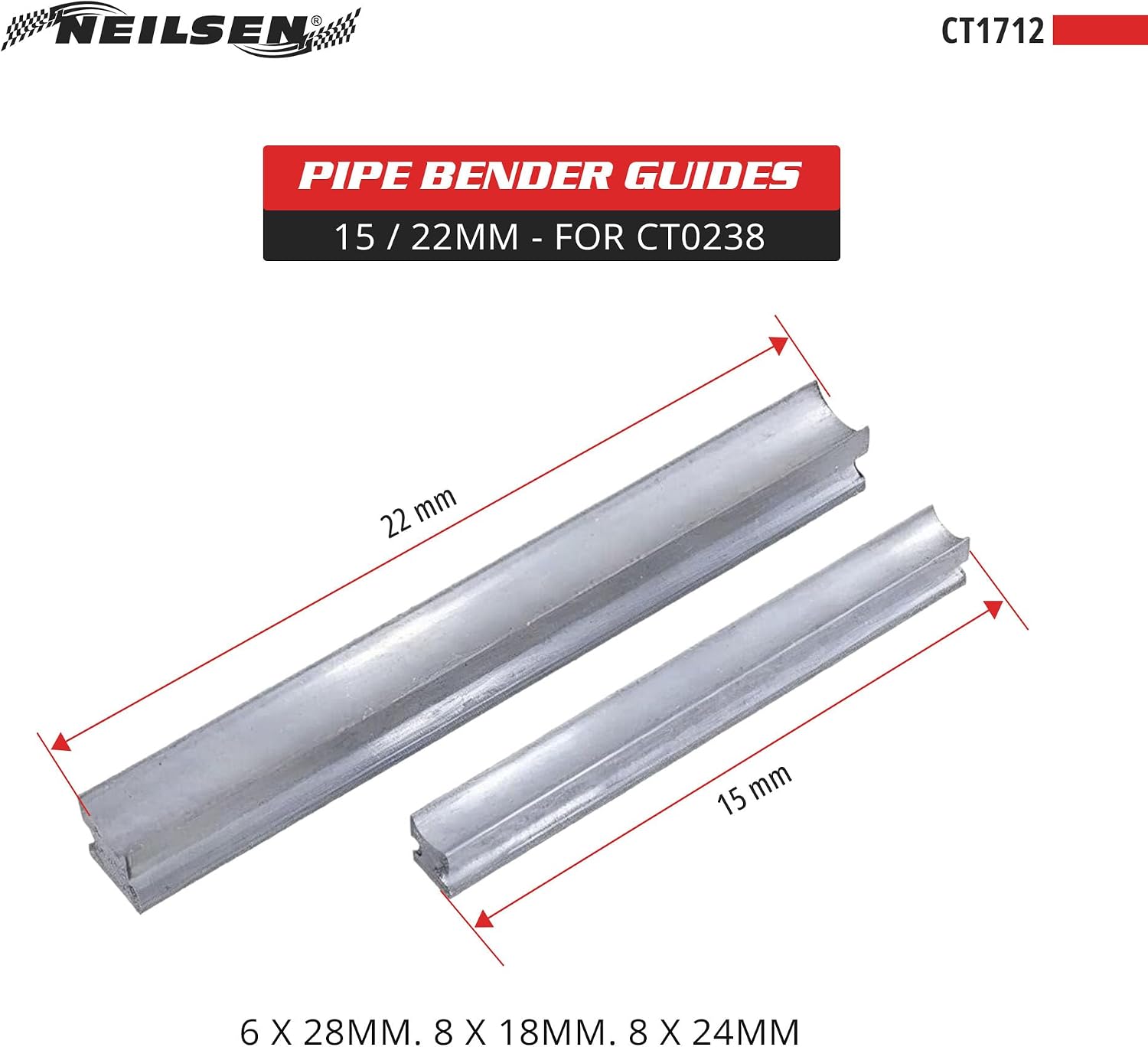 Thumbnail 1 de Neilsen CT1712 2pc Pipe Bender Guides for CT0238 & CT2615 – Heavy-Duty Aluminium Guides for 15mm & 22mm Pipes