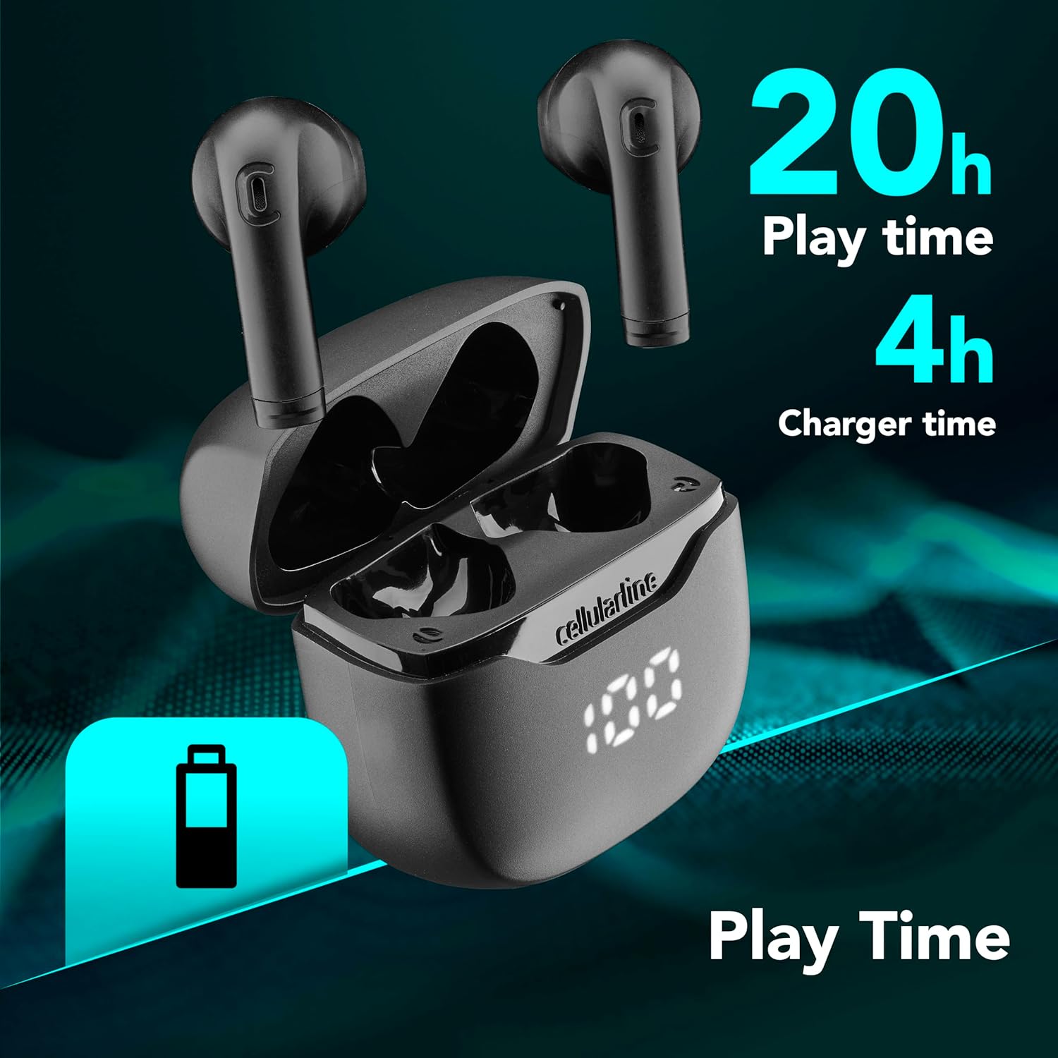 Thumbnail 1 de Cellularline CORE Auricolari Bluetooth True Wireless con custodia di ricarica e display LED