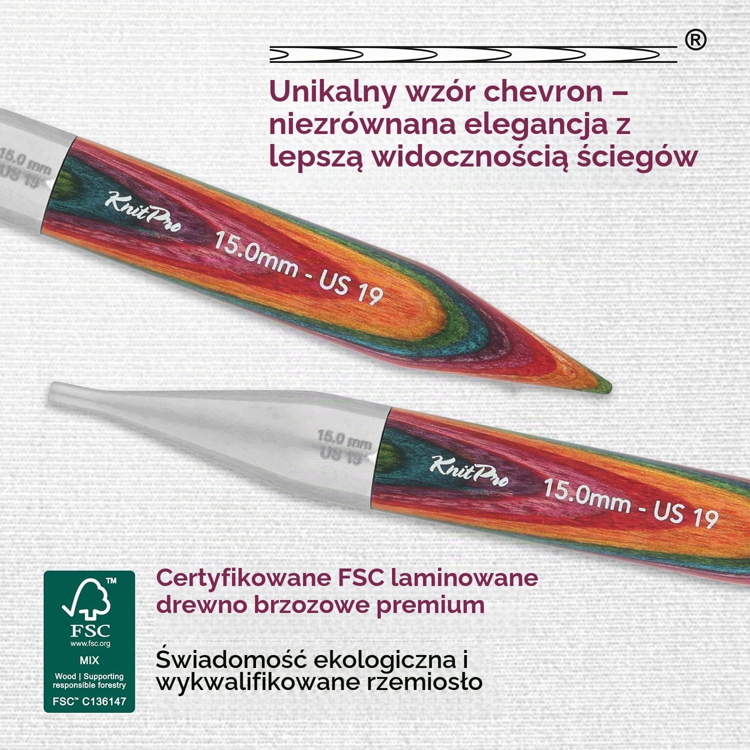Detalle 2 de KnitPro Symfonie 2 – zestaw wymiennych drutów 13 cm, 3 rozmiary 4–6 mm