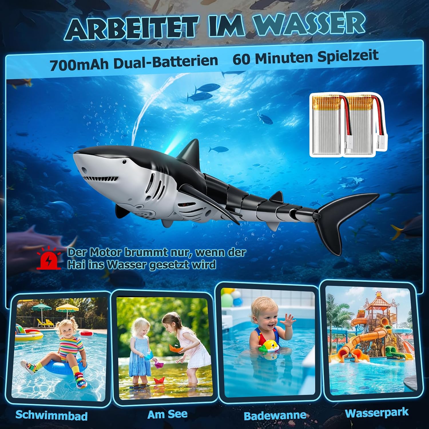 Thumbnail 6 de YOOHBERRYS Ferngesteuerter Hai mit Licht- und Wassersprühfunktion – 2,4 GHz, wasserdichtes Design