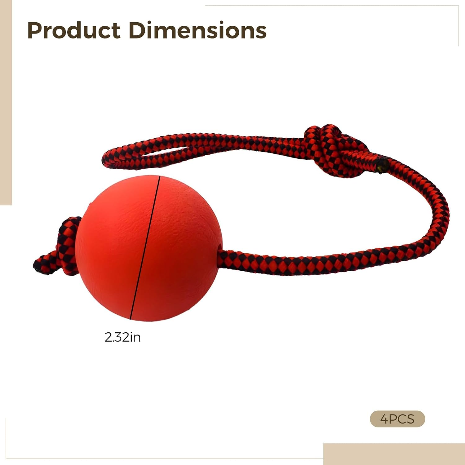 Thumbnail 4 de 4 Pcs Rope Balls for Dogs: Durable Rubber Chew Toys with Rope for Tug, Fetch and Oral Care