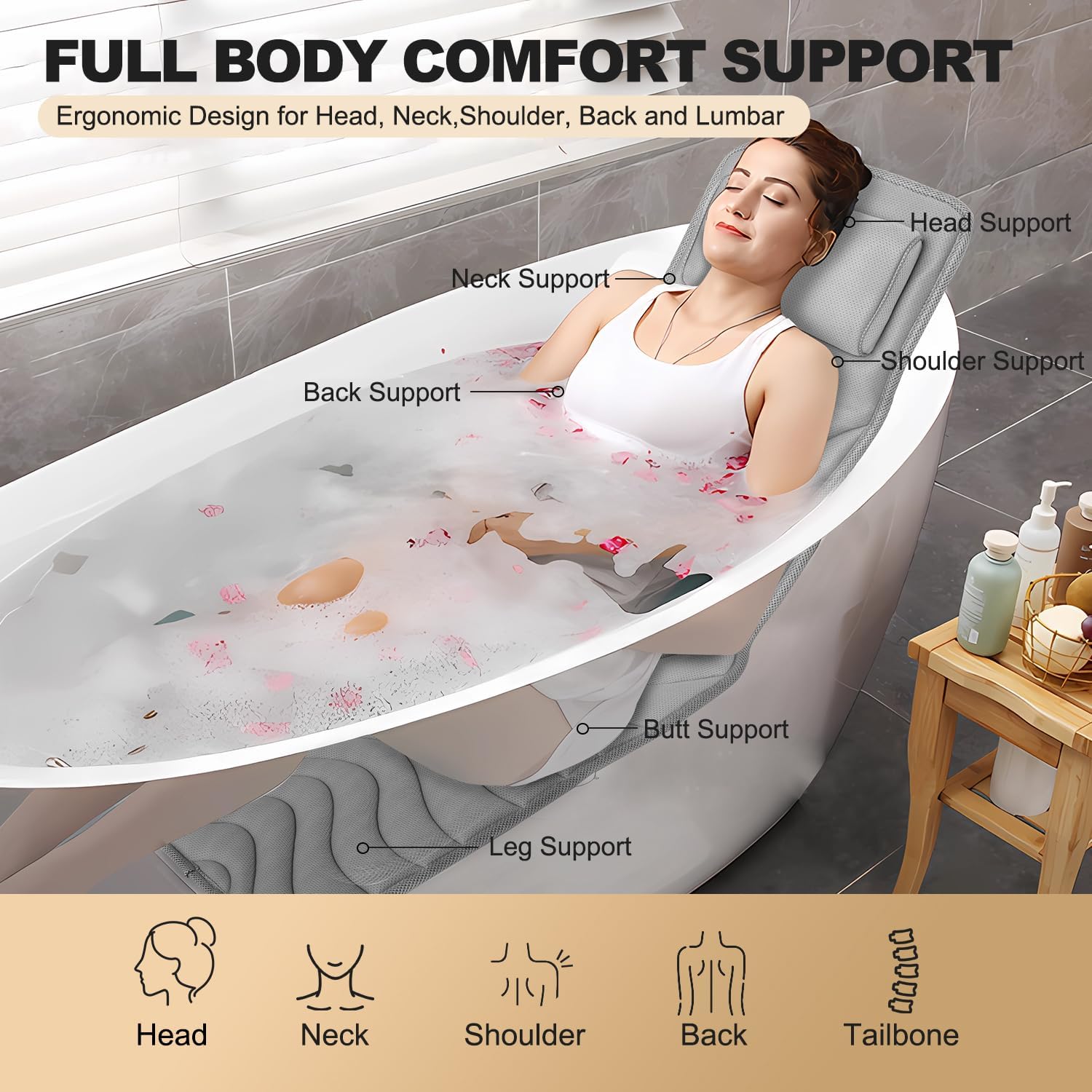 Detalle de Full Body Bath Pillow, 50 x 15 in