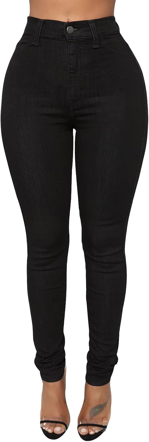 Detalle de KUNMI Women’s Classic High-Waisted Skinny Stretch Jeans with Functional Back Pockets