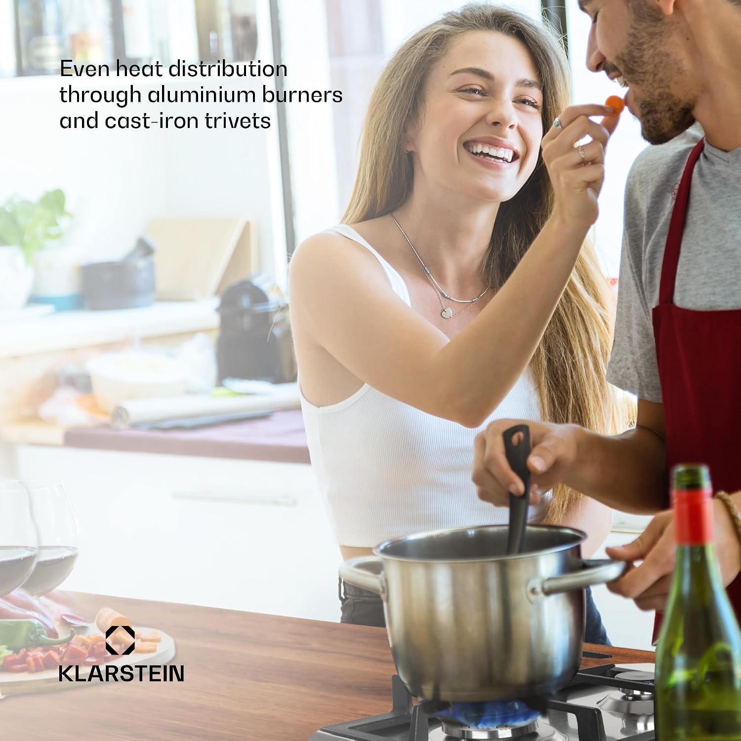Detalle 2 de Klarstein DSM-90400-gnit 2-Burner Built-In Gas Hob, 4 kW, Stainless Steel