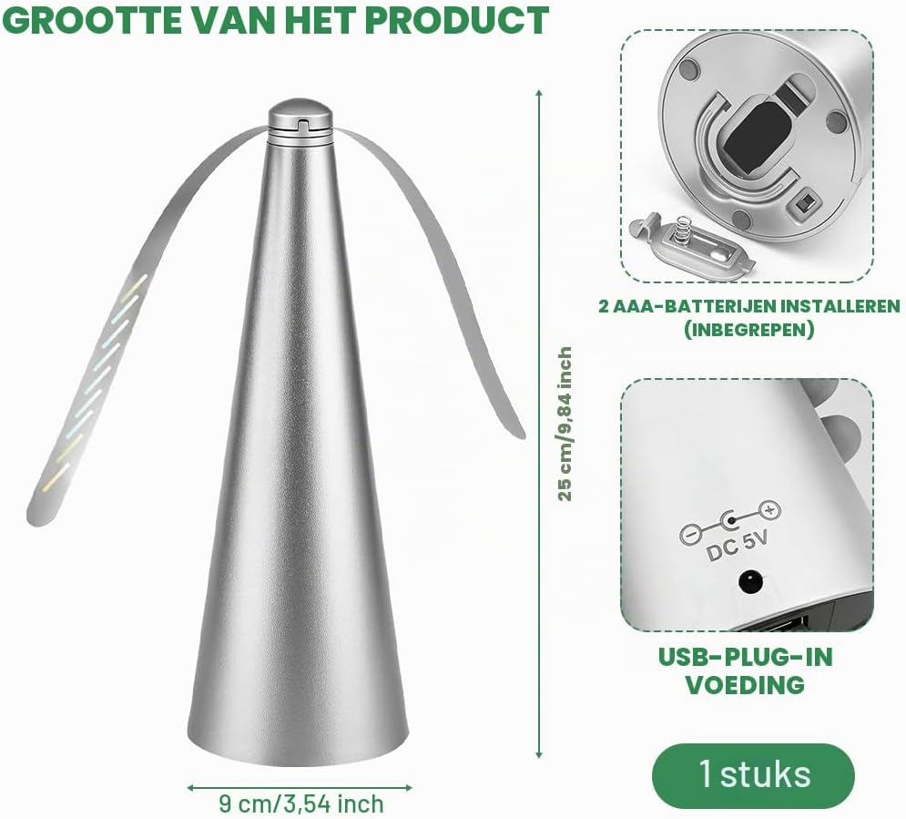 Detalle 2 de mizikuu P04164 vliegenverjager voor tafel met zachte holografische rotorbladen