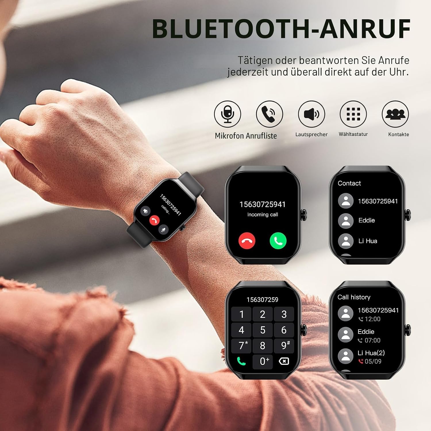 Thumbnail 1 de Jugeman Smartwatch 1,96" HD Fitnessuhr mit Herzfrequenz- und Schlafmonitor