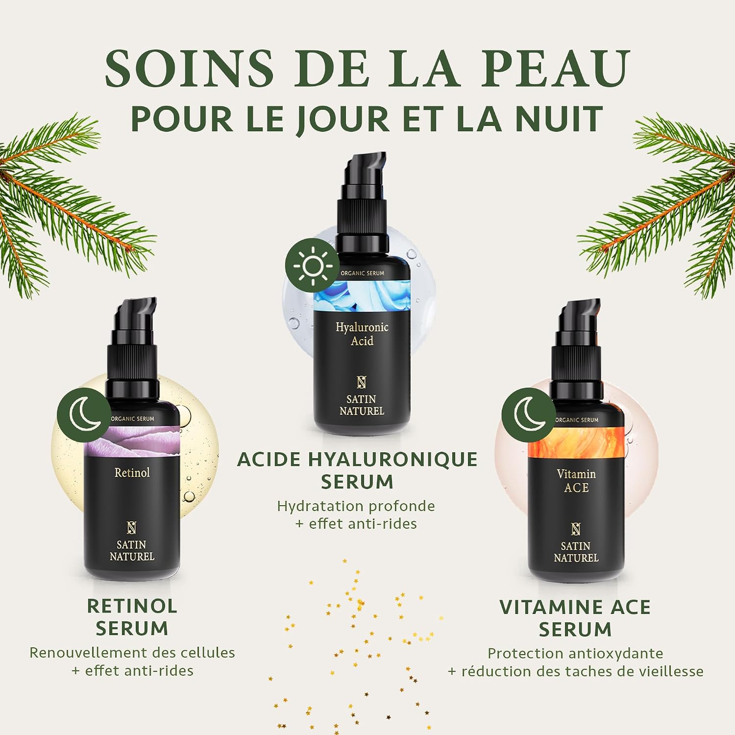 Thumbnail 2 de Satin Naturel Coffret Cadeau Premium pour Femme – 3x30 ml Sérums Visage Vegan (Acide Hyaluronique, Rétinol, Vitamines ACE)