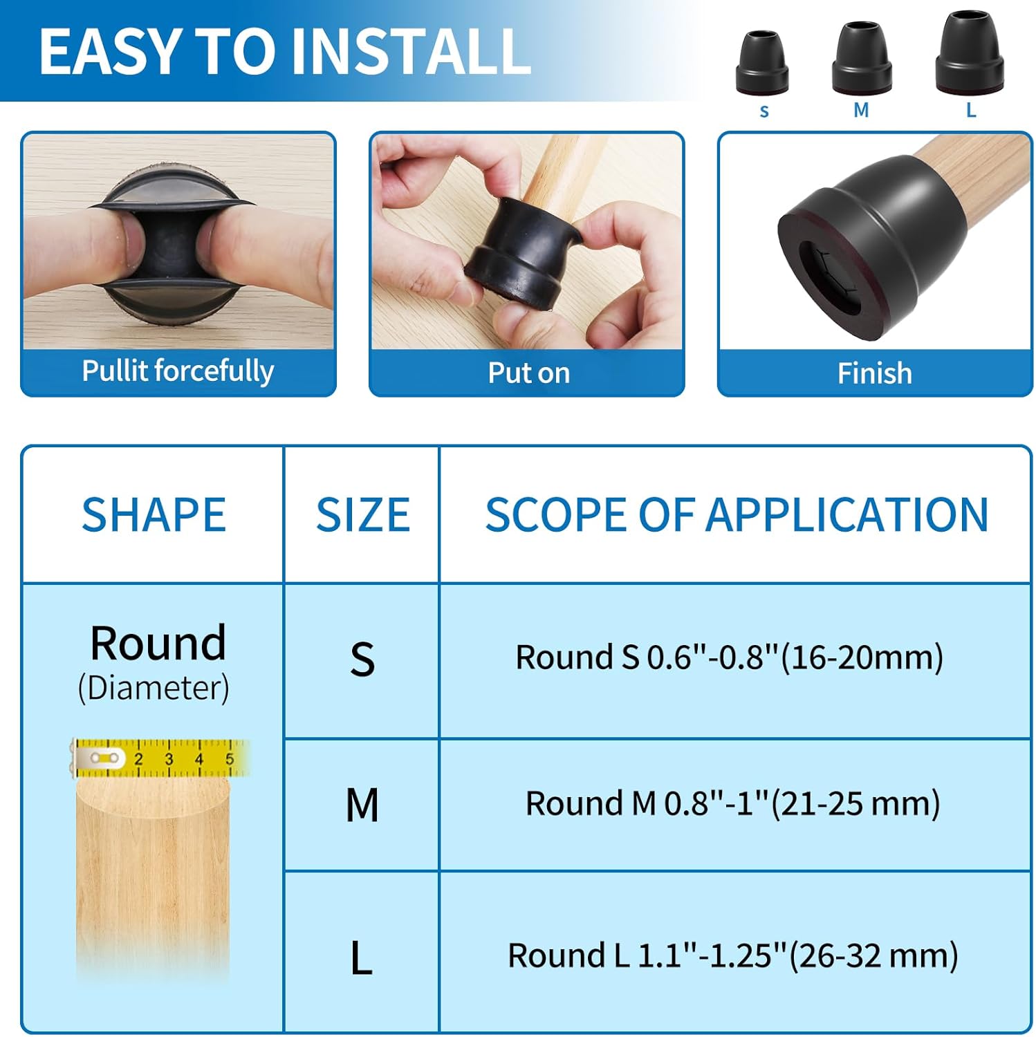 Thumbnail 1 de Ezprotekt Fundas para Patas de Silla 🪑, 8 Protectores de Silicona