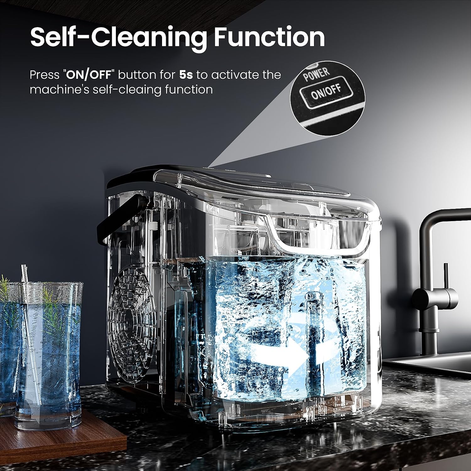 Thumbnail 4 de Antarctic Star HZB-12/Q Countertop Ice Maker, Self-Cleaning, Two Ice Sizes