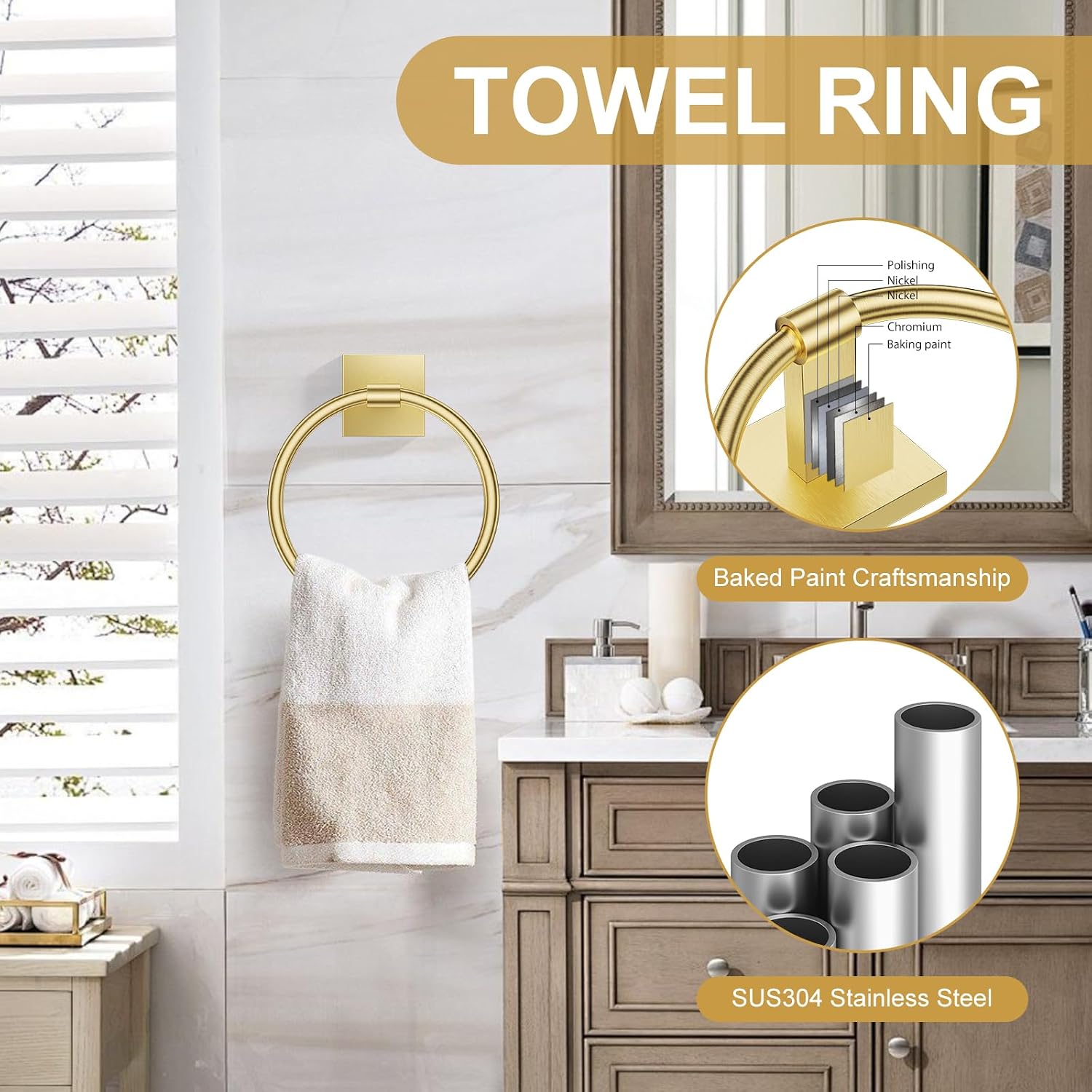 Detalle de Bathroom Hardware Set, 23.6-Inch Towel Rack
