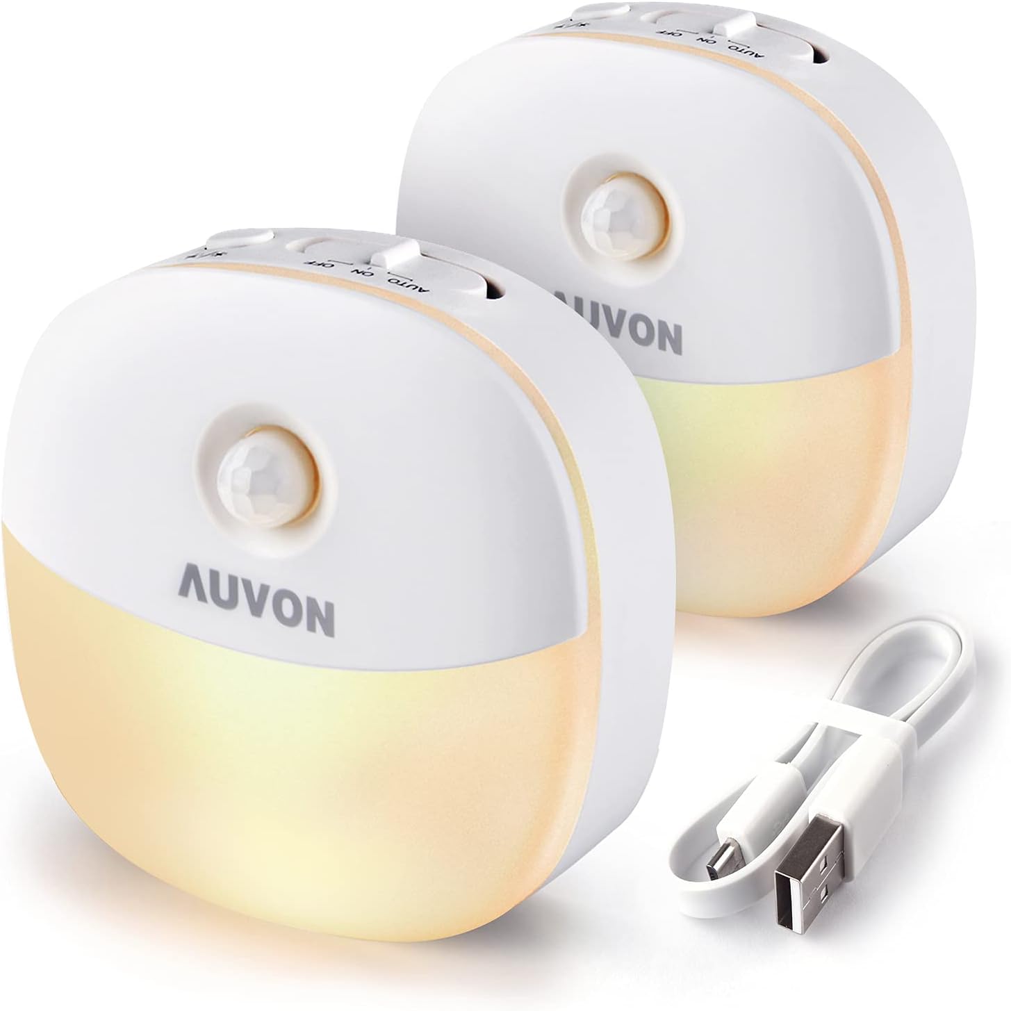 Detalle de AUVON Aufladbares Magnet-Nachtlicht, 2er-Pack – Bewegungs- und Dämmerungssensor