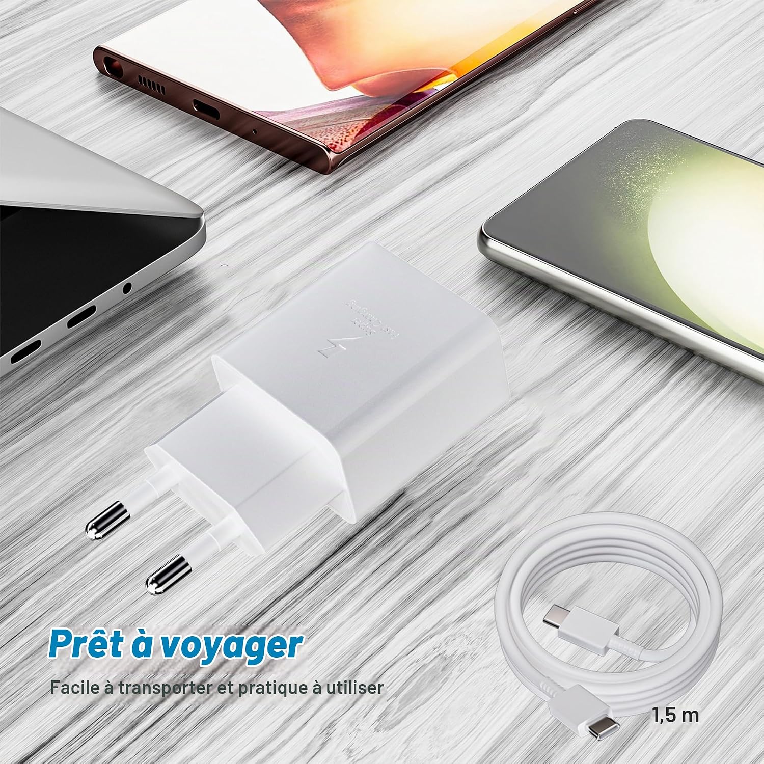Detalle de JupptElectronics EP-TA800CX USB-C-laders van 25 W met kabels van 1,5 m, 2 stuks