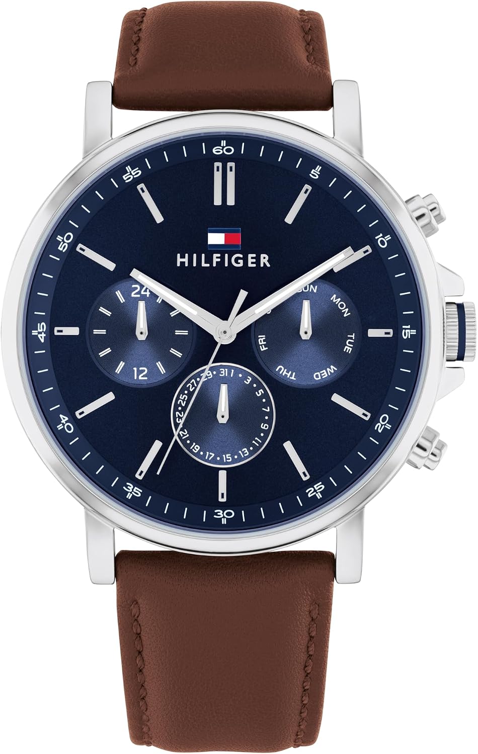 Detalle de Tommy Hilfiger klassiek multifunctioneel quartzhorloge voor heren, bruin