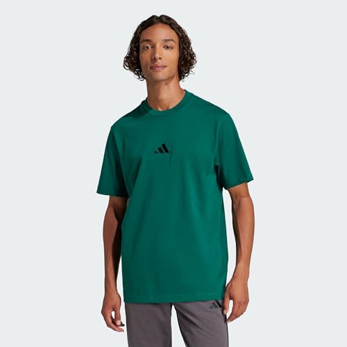 Detalle de adidas Hombre Essentials Small Logo Single Jersey Shirt – Collegiate Green/Black, talla L