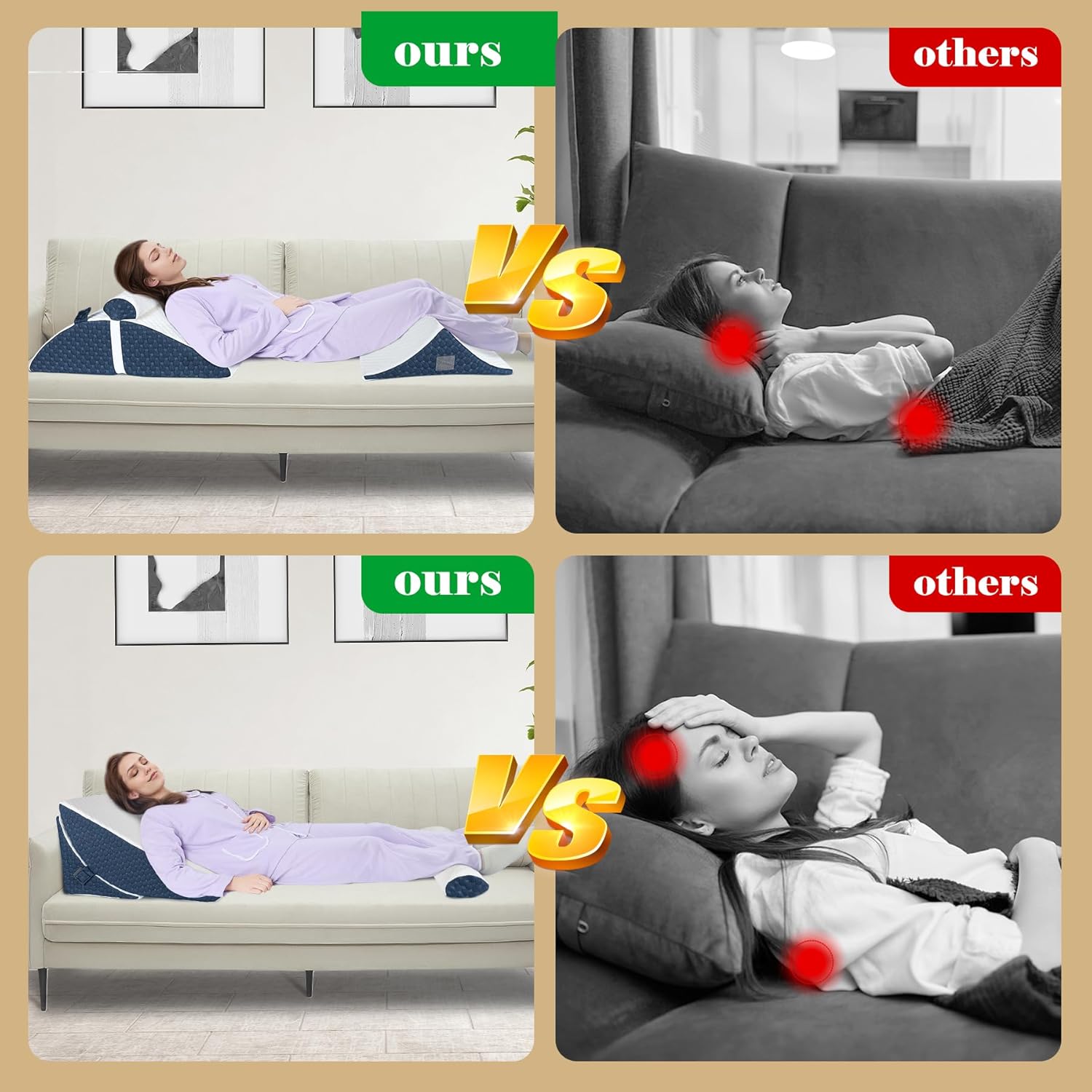 Detalle de WENRENER wedge pillow for sleeping 7 & 12 inch