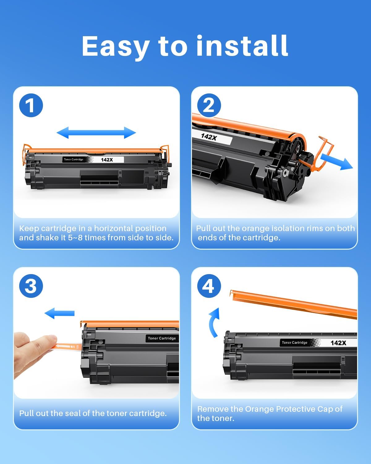 Detalle de Skydo Toner 142X compatible HP 142X W1420X 142A pour LaserJet M110/M110w/M139/M139w/M140/M140w – pack 2 noir