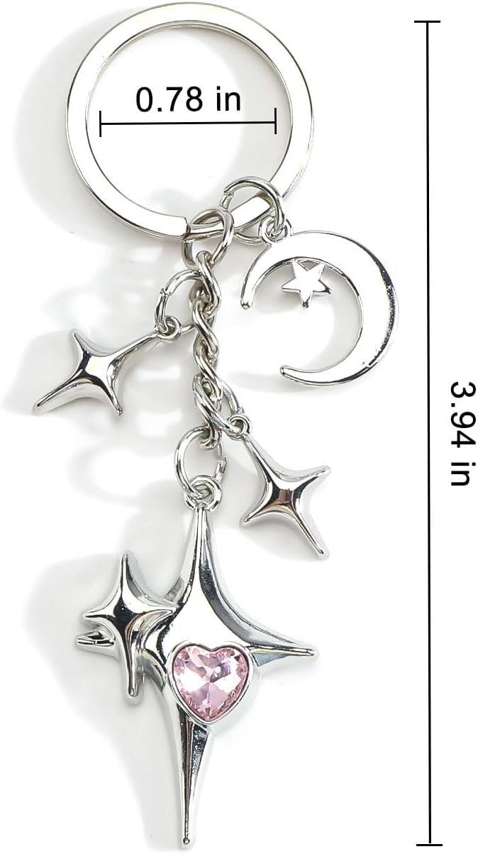 Thumbnail 1 de Gallkeat Galaxy Star Keychain Y2k Crescent Moon Star Keyrings